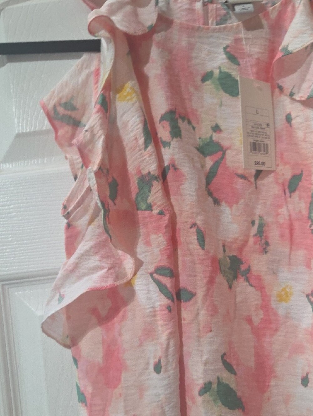 a new day Pink Floral Ruffle Shell Top - Picture 6 of 8